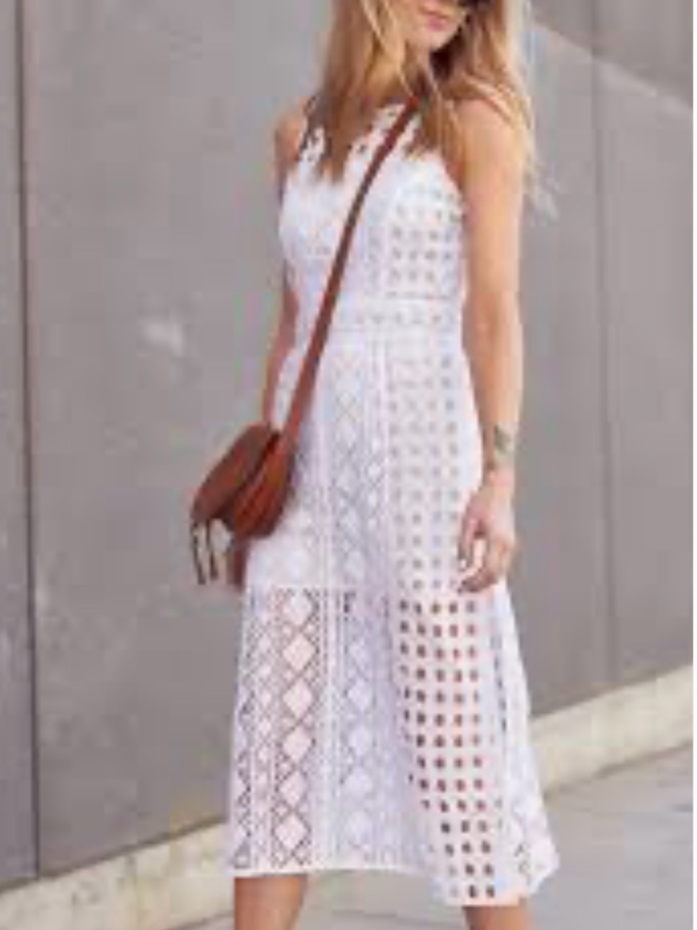 Olivia Palermo Chelsea28
Victorian White Crochet Midi Dress 4 Sleeveless Summer